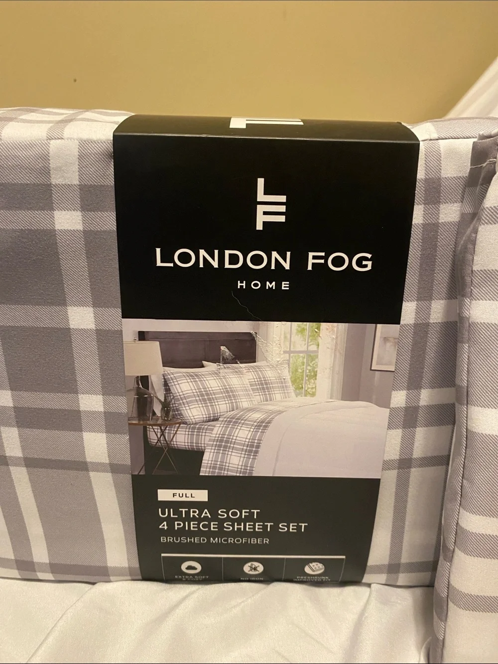 London Fog Grey Plaid Ultra-Soft Brushed Microfiber Sheet Set